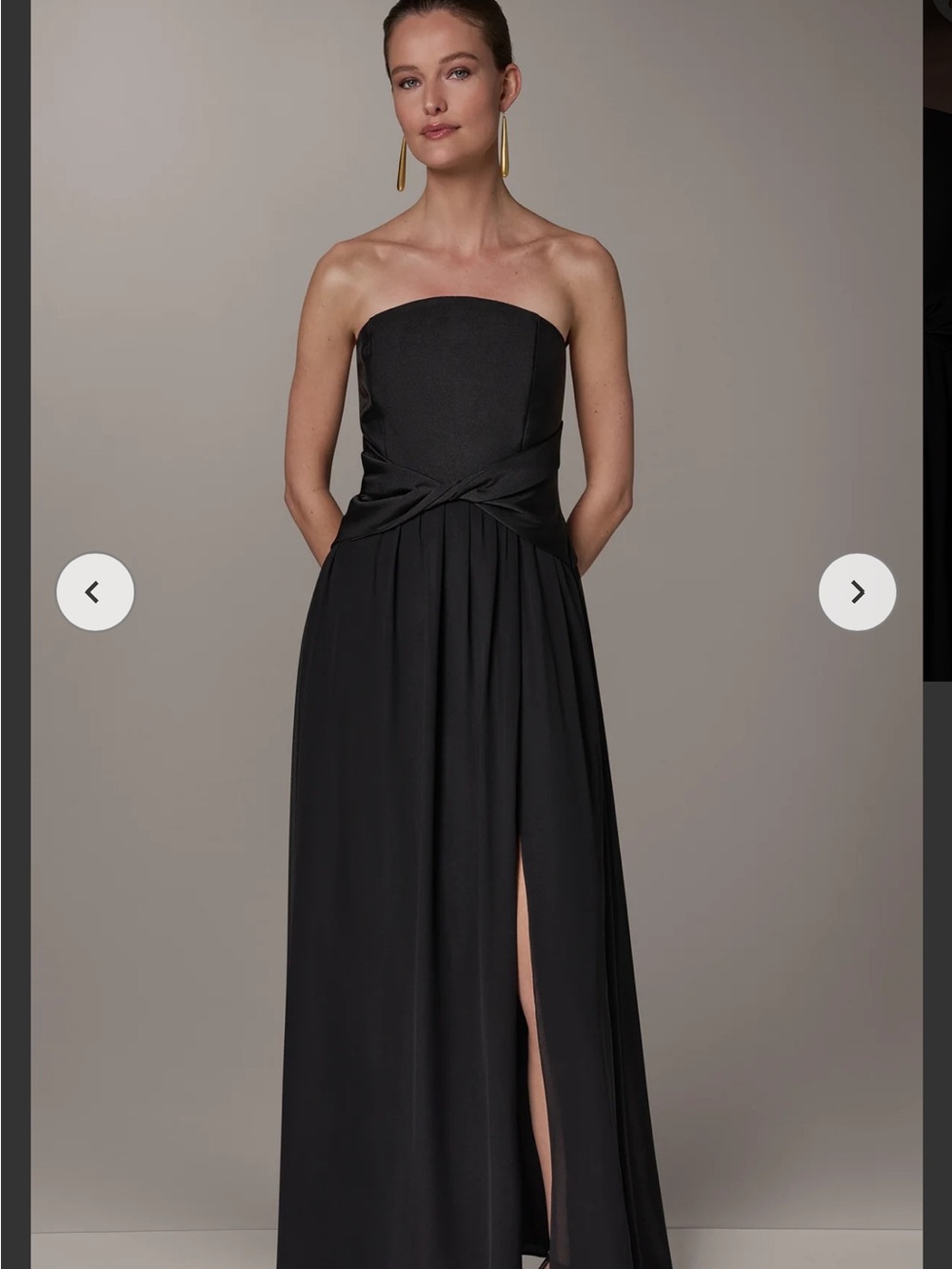 Donna Karan Strapless Black Evening Gown with Twist Waist